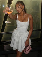 Pasta Strap Ruffled Mini Dress