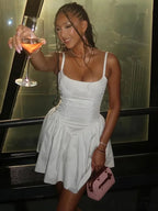 Pasta Strap Ruffled Mini Dress