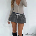 Patchwork Cinched A-Line Skirt