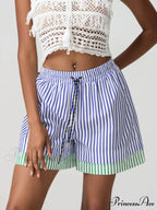 Patchwork Cinched Wide Leg Short