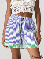 Patchwork Cinched Wide Leg Short