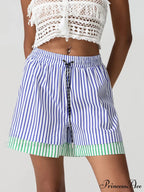 Patchwork Cinched Wide Leg Short