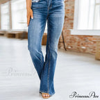 Patchwork Flared Vintage High Stretch Casual High Denim Jean