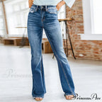 Patchwork Flared Vintage High Stretch Casual High Denim Jean