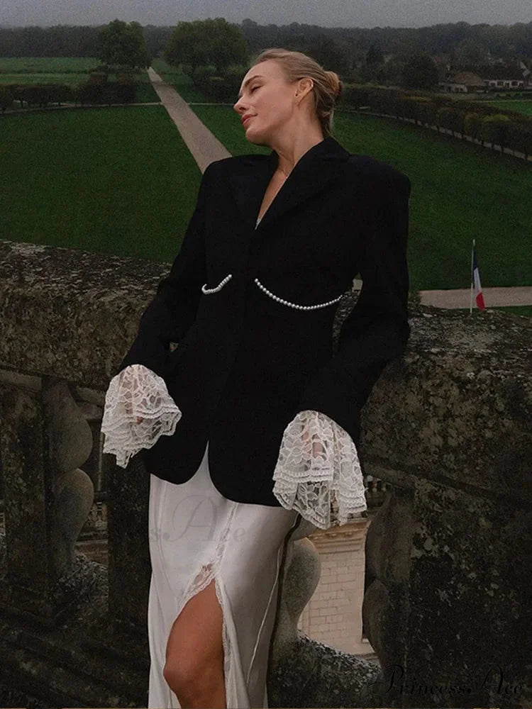 Patchwork Flounce Sleeve Jacket