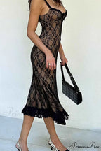 Patchwork Lace Cami Midi Dress