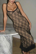 Patchwork Lace Cami Midi Dress