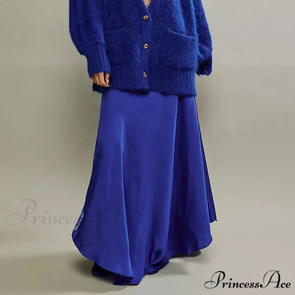 Patchwork Lace Midi Low Waist Summer Skirt