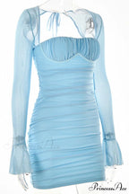 Patchwork Long Sleeve Mini Dress