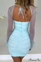 Patchwork Long Sleeve Mini Dress