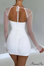 Patchwork Long Sleeve Mini Dress