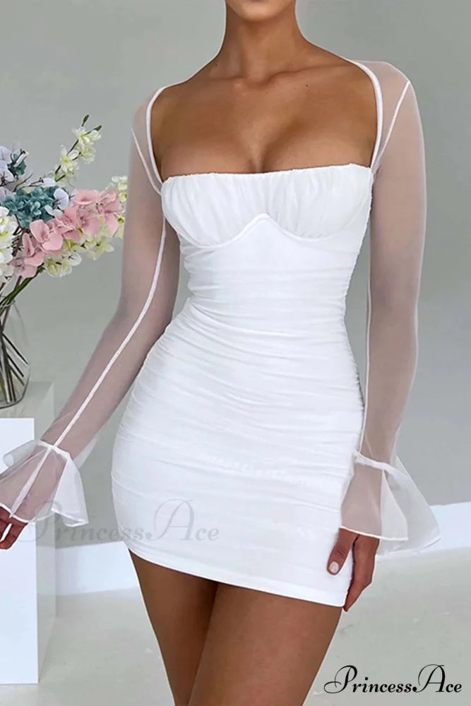 Patchwork Long Sleeve Mini Dress