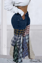 Patchwork Mid-waisted Flares Jeans