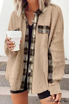 Patchwork Plaid Blouse with Irregular Hem