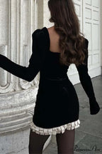 Patchwork Pleated Bodycon Dress with Contrast