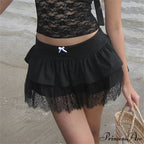 Patchwork Preppy Black Skirt