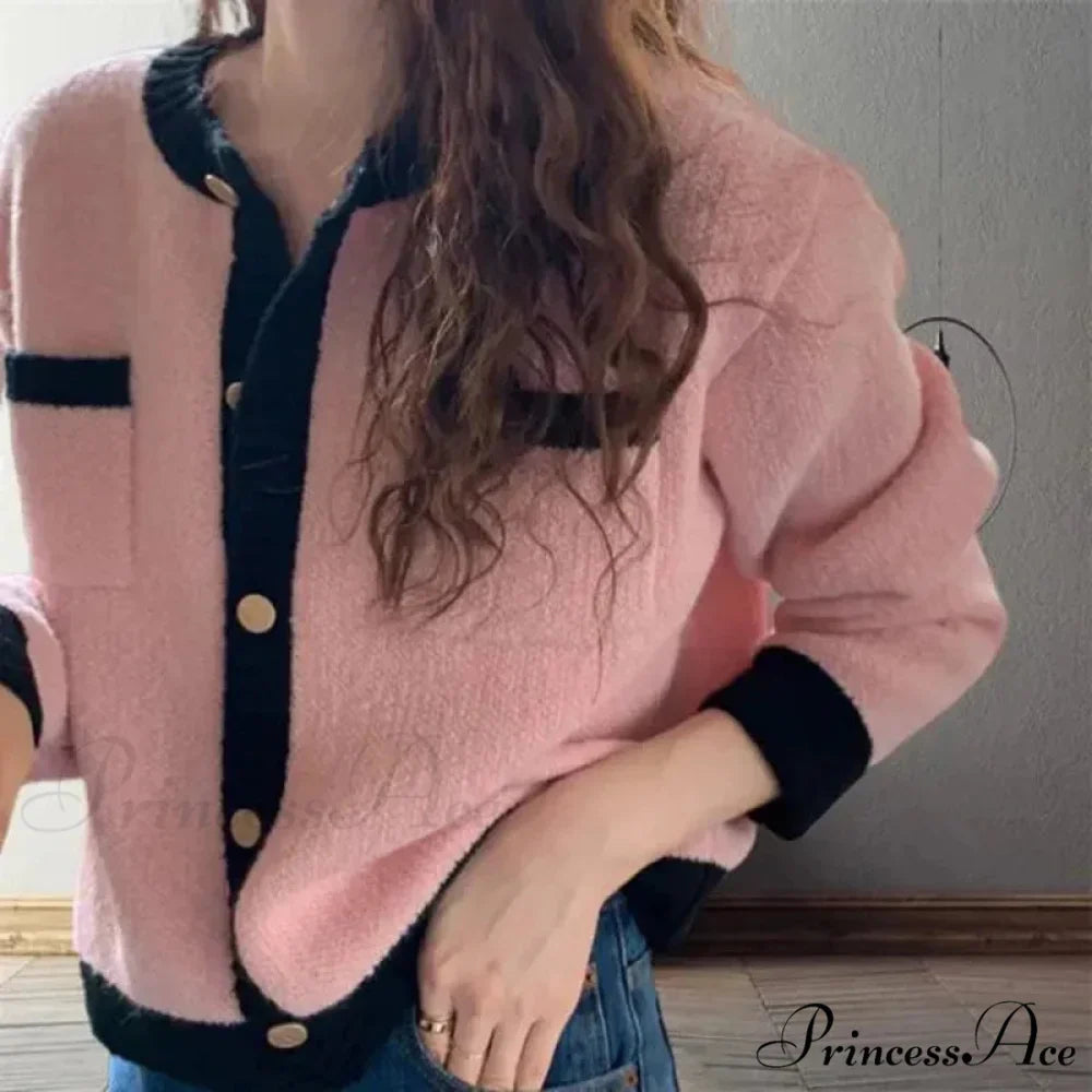 Patchwork Solemn Breasted Knit Prolonged Sleeve Cardigan