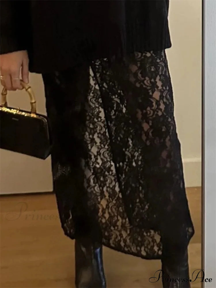 Patchwork Transparent Maxi Skirt