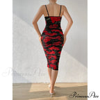 Pattern Pleated Design Bag Hip Long Halter Vestido SlimFit Floral Dress