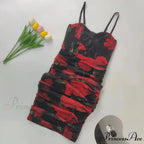 Pattern Pleated Design Bag Hip Long Halter Vestido SlimFit Floral Dress