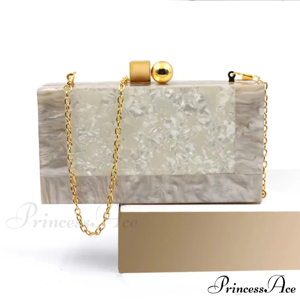 Patterned Acrylic Box Clutch Evening Bag
