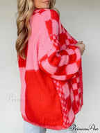 Patterned Baggy Long Sleeve Open Front Cardigan