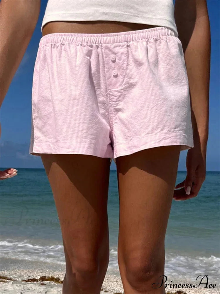 Patterned Button Baggy Sleepwear Short