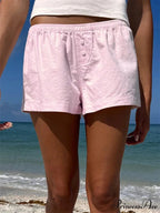 Patterned Button Baggy Sleepwear Short