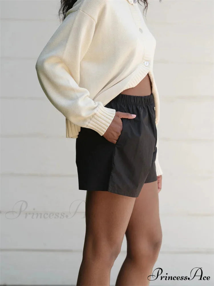 Patterned Button Tall Waist Short