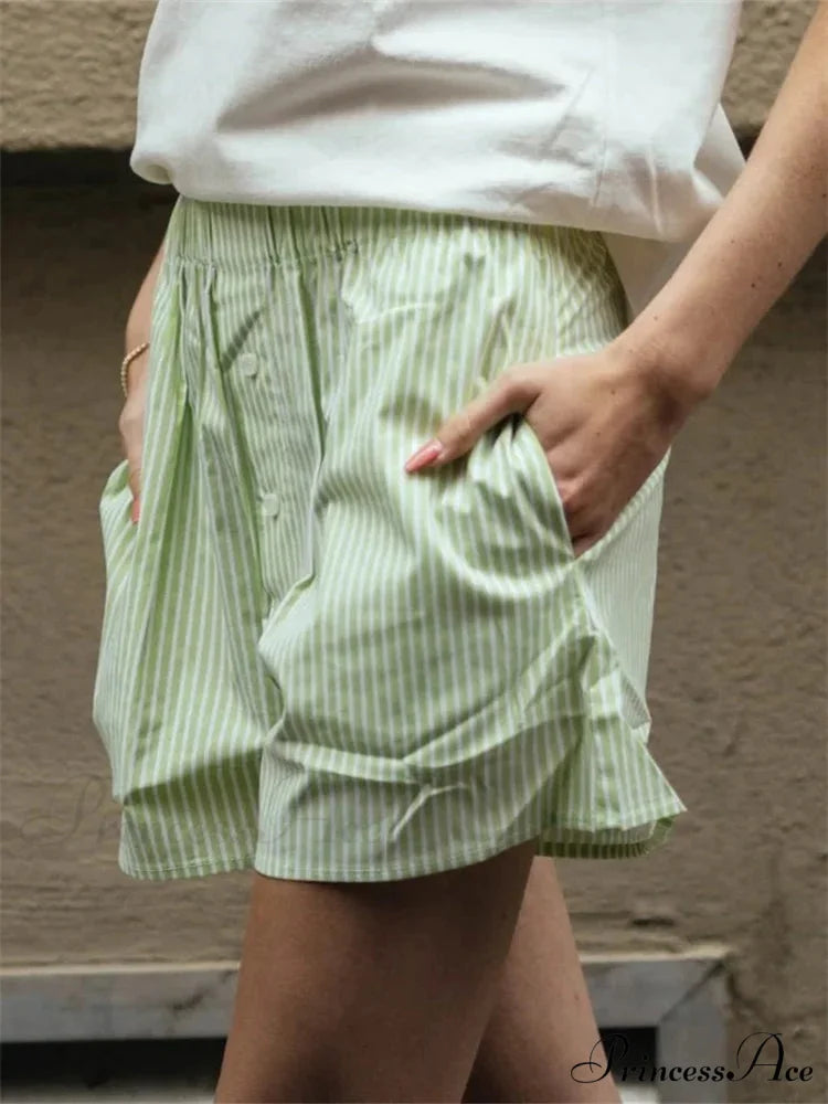 Patterned Button Tall Waist Short