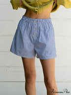 Patterned Button Tall Waist Short