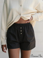 Patterned Button Tall Waist Short