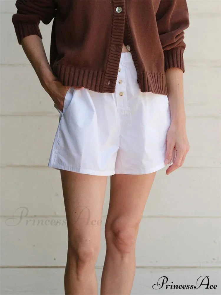 Patterned Button Tall Waist Short