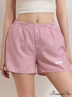 Patterned Button Wide Leg Relaxation Short