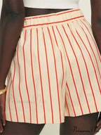 Patterned Button Wide Leg Short