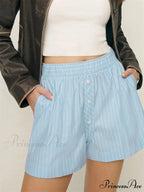 Patterned Button Wide Leg Short