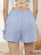 Patterned Carved Lace-Up Ribbon Short