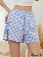 Patterned Carved Lace-Up Ribbon Short