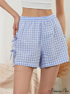 Patterned Carved Lace-Up Ribbon Short