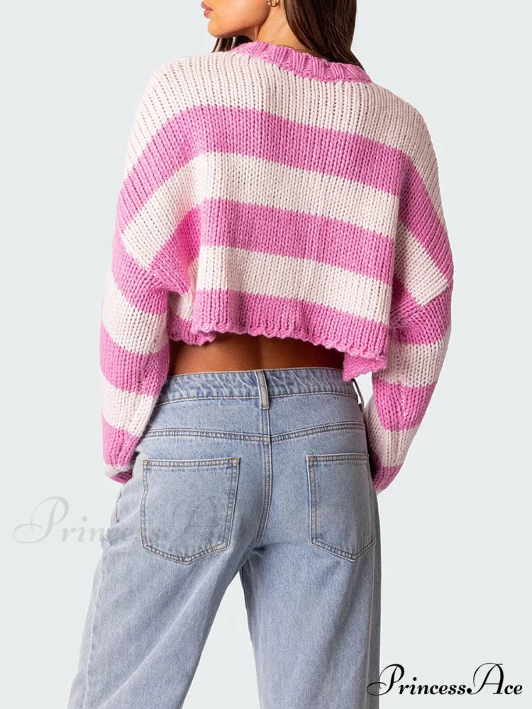 Patterned Crew Neck Baggy Jumper