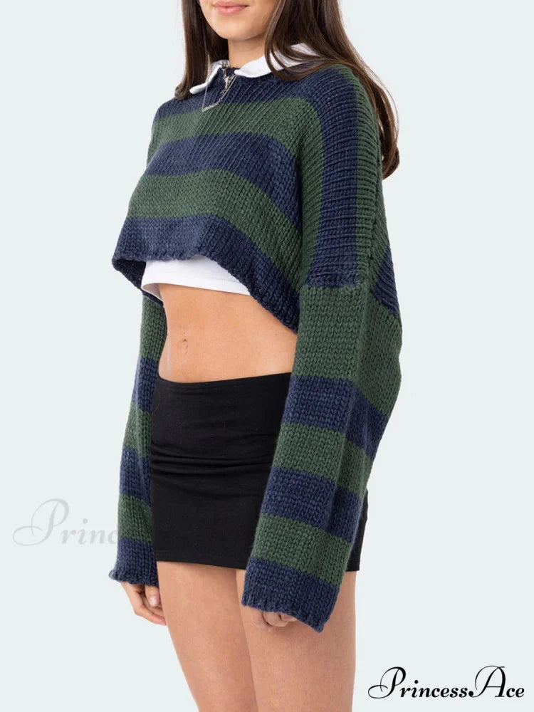 Patterned Crew Neck Baggy Jumper