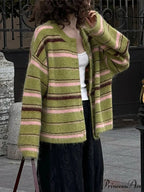 Patterned Deep V-neck Button-Up Sweater