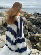 Patterned Different-colored V-neck Baggy Cardigan