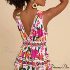 Patterned High Waist Bohemian Beach Dress