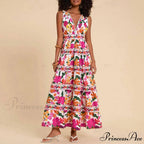 Patterned High Waist Bohemian Beach Dress