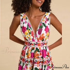 Patterned High Waist Bohemian Beach Dress