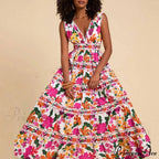 Patterned High Waist Bohemian Beach Dress