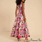 Patterned High Waist Bohemian Beach Dress