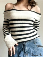 Patterned Knitted Slash Neck Extended Sleeve Fundamental Pullover Sweater