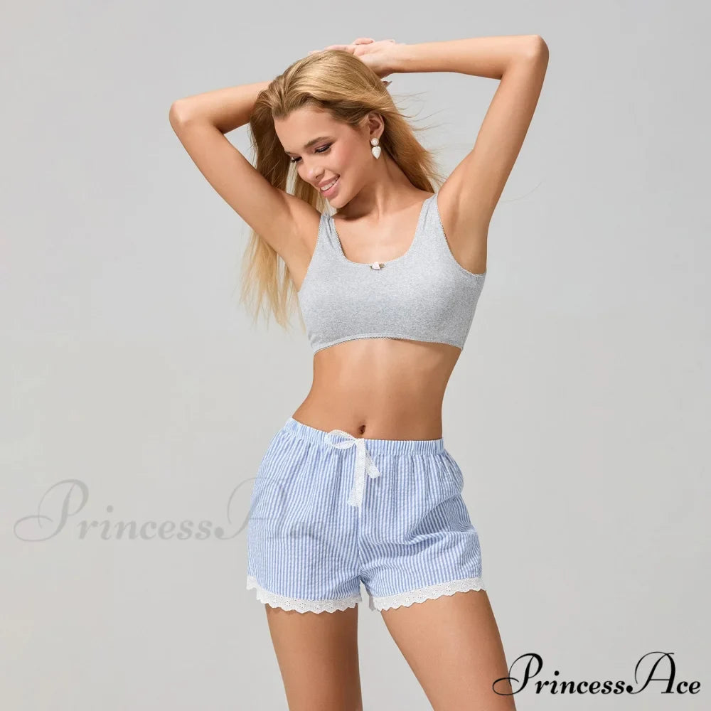 Patterned Lace Edging Wide Leg Short